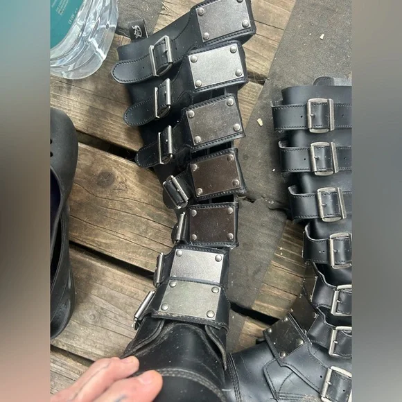 Demonia 10 moto x vegan leather zip punk boots riot-21mp - Picture 3 of 7